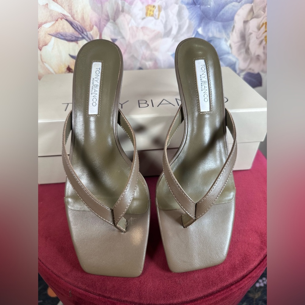 Tony Bianco Topaz Sandal in Liqueur leather kitten heel open toe flip flop - Picture 8 of 11